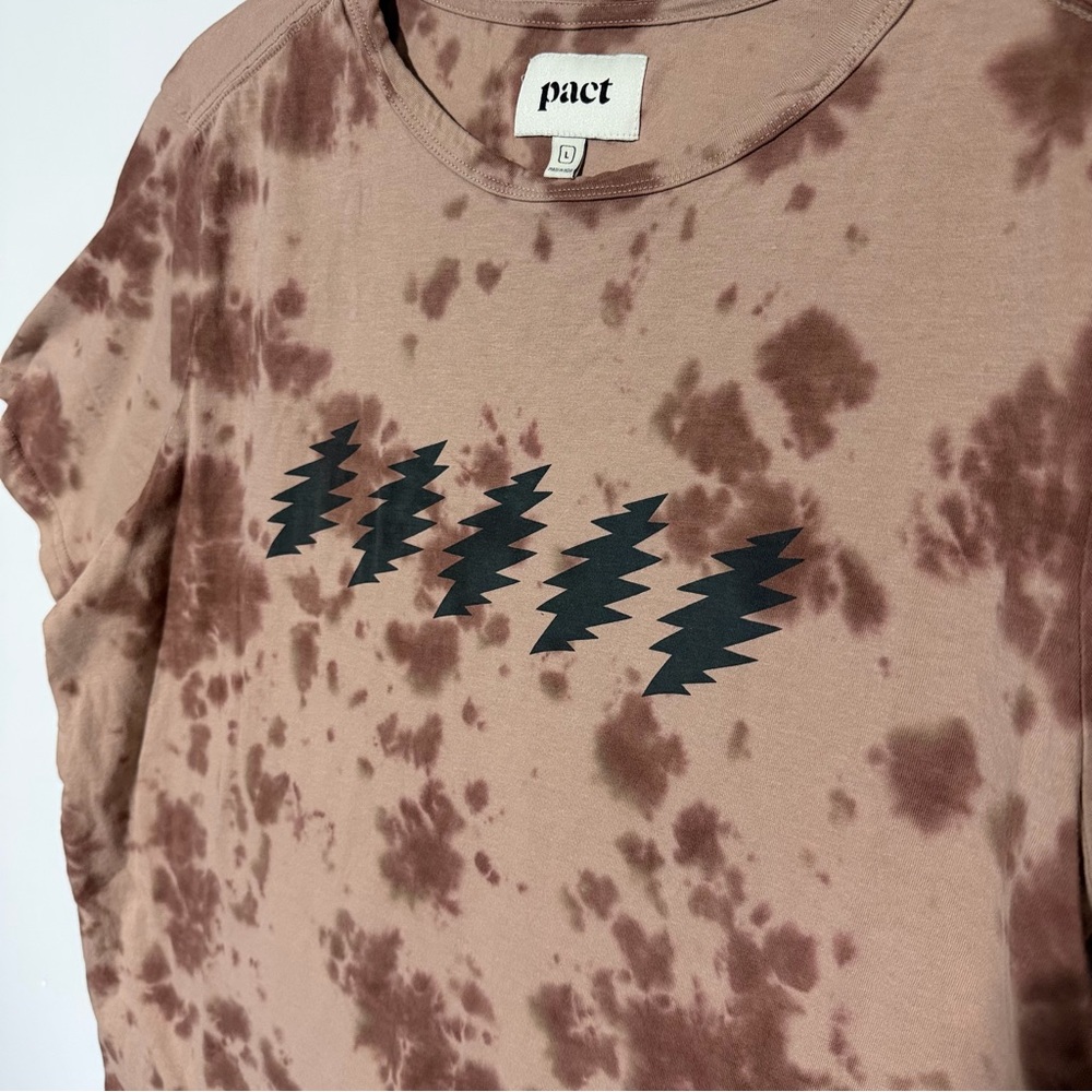 Pact Organic Cotton Grateful Dead Lightning Bolt Tie Dye T-Shirt Brown Large - Picture 4 of 10